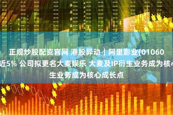 正规炒股配资官网 港股异动｜阿里影业(01060)逆市涨近5% 公司拟更名大麦娱乐 大麦及IP衍生业务成为核心成长点