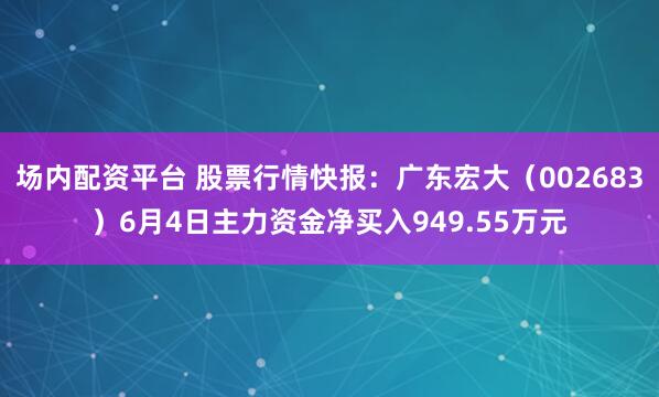 场内配资平台 股票行情快报：广东宏大（002683）6月4日主力资金净买入949.55万元